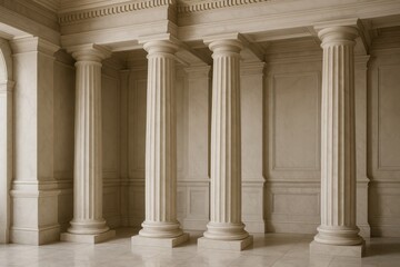 Fototapeta premium Classical marble column architecture in premium luxury interior design with timeless elegance