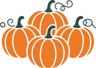 WebA vibrant orange pumpkin patch with green stems and leaves presented in a striking silhouette style perfect for autumn celebrations silhouette