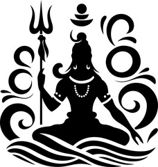 silhouette vector illustration sketch detail design icon logo symbol god shiva mythology india hindu classic vintage ethnic traditional abstract modern