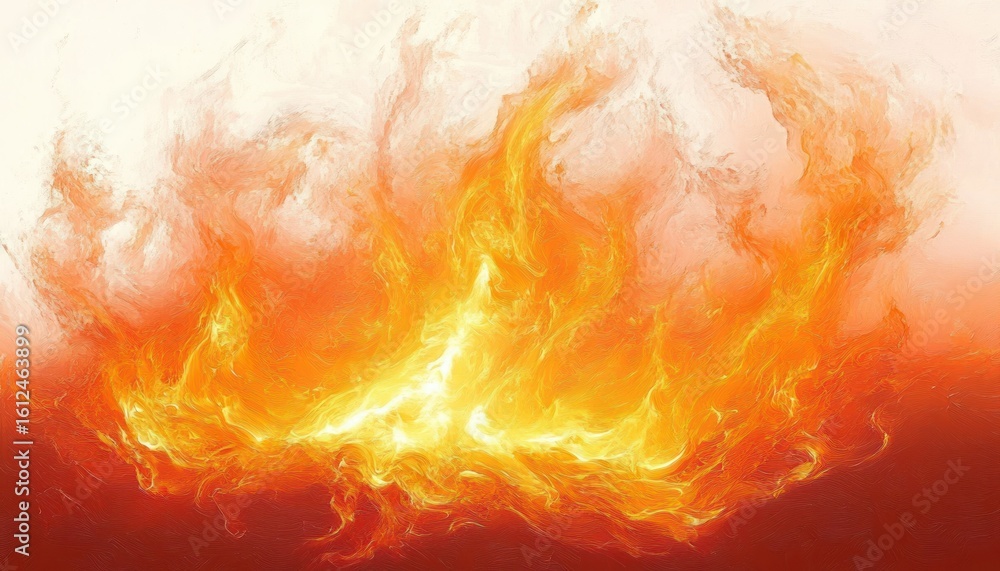 Poster abstract vibrant swirling flames in shades of orange and yellow creating a dynamic and intense fiery