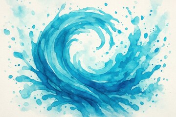 Fototapeta premium Dynamic watercolor ocean wave with transparent aqua splash effects and fluid movement patterns