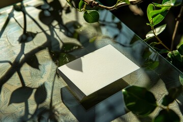 植物とメッセージカードのモックアップ