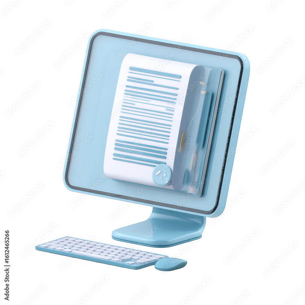 Fototapete digital document displayed on computer isolated on a transparent background screen