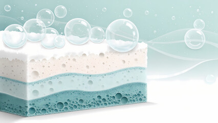 Surface Cleaning Foam Layers, Illustrated banner, Cleaning concept