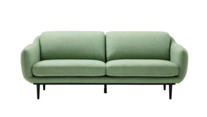 Light sage green sofa with curved arms