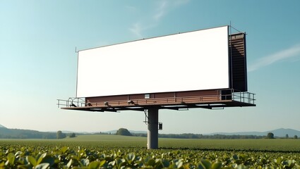 Commercial Display Mockup: Blank Billboard in Strawberry Farm