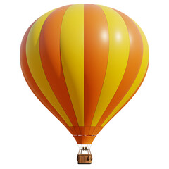 A vibrant orange and yellow striped hot air balloon isolated on white isolated on transparent background