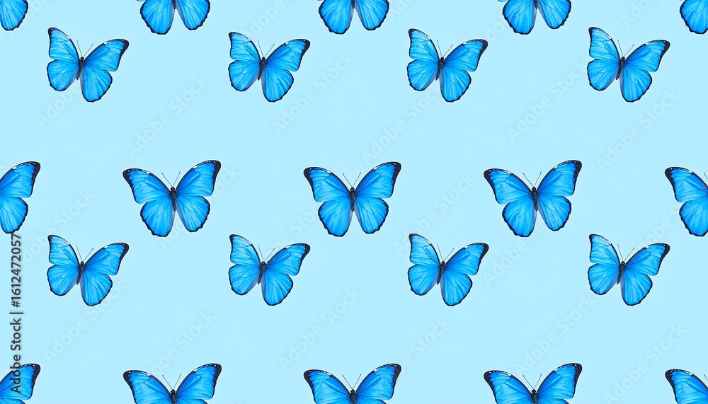 Poster azure butterflies dance across a serene sky, creating a calming and whimsical summer pattern