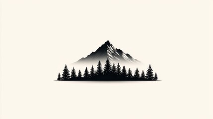Minimalist mountain silhouette with clean lines and negative space, perfect for logo or background use