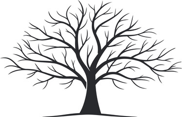 Obraz premium Black silhouette of a bare tree with spreading branches