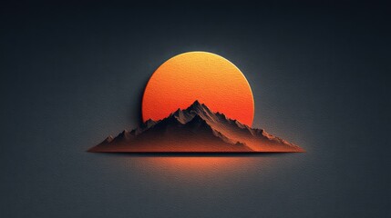 Obraz premium Mountain silhouette with textured edges layered over a sunset gradient, ideal for outdoor brand logos