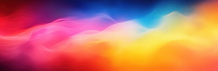 Abstract vibrant colorful gradient with smooth flowing light waves blending blue, pink, yellow, and red hues creating a dynamic and energetic visual effect