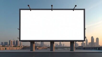 Obraz premium Commercial Display Mockup: Blank Billboard in Urban City Environment