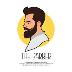 barber Side view of face or men barbershop logo design vector Illustration with white background 