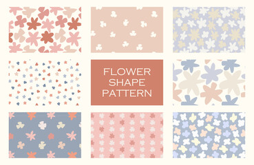 8種類の手描きの花のシームレスパターンのセット　カラー