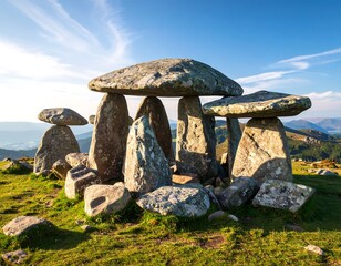 Ancient stone structures on a hilltop