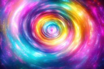 Vibrant swirling vortex of multicolored light waves creating a dynamic and mesmerizing spiral pattern with radiant glowing hues and a sense of energetic motion