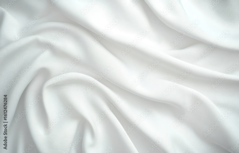 Poster soft white fabric with gentle folds and smooth texture creating a calm and delicate appearance