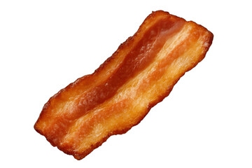 Spinning crispy bacon strip on clear backdrop, highlighting culinary detail for food graphics and recipe design