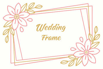 Obraz premium Pink and gold floral wedding invitation frame flower