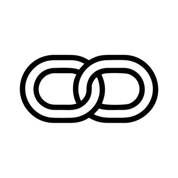 Black silhouette of interlocking circle design representing connection unity and relationship on white