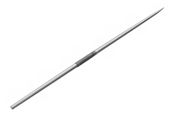 Metallic javelin rendered in high-detail 3d, showcasing sleek aerodynamic design against transparent backdrop for sports graphics