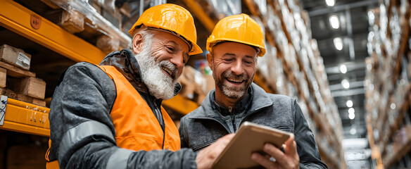 The professionals collaborating in a warehouse to enhance operational efficiency.
