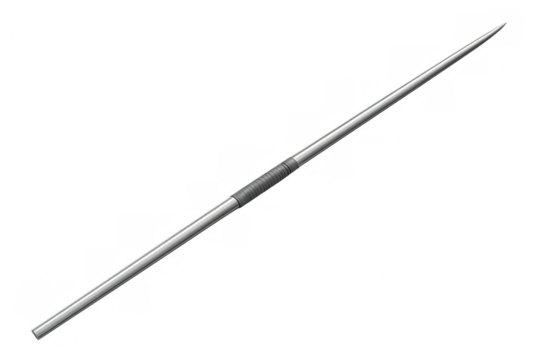 Metallic javelin rendered in high-detail 3d, showcasing sleek aerodynamic design against transparent backdrop for sports graphics - Powered by Adobe