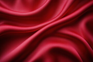 Fototapeta premium Close-up of smooth red satin fabric with gentle folds and soft light reflections creating a luxurious and elegant texture