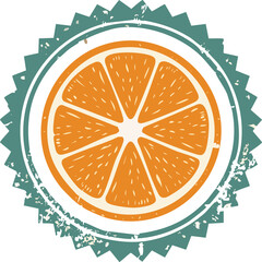 Round lemon slice badge, citrus fruit design
