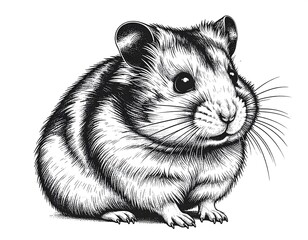 Detailed black and white hamster sketch (1)