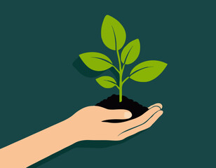 Hand Holding Plant – Eco Friendly Vector Symbol of Growth and Sustainability