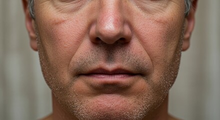 Obraz premium Close-up portrait revealing the intricate details and textures of a mature man's face