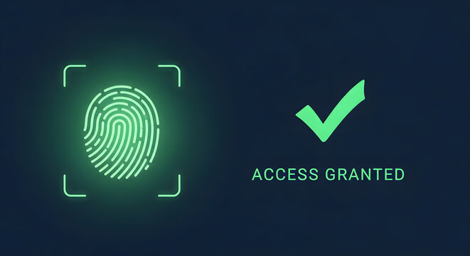 Digital authentication process cybersecurity graphic design high-tech close-up access control and verification