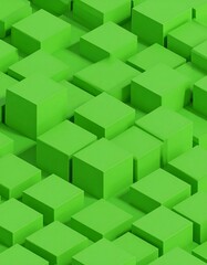 Abstract 3D green cubes pattern