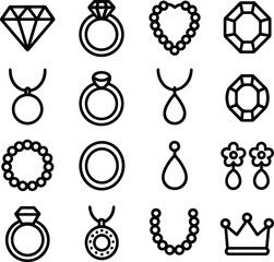 Minimalist Line Art Jewelry Element Collection Simple Style Icon Set
