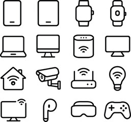 Clean Line Electronic Devices Gadgets Technology Icon Set Pack
