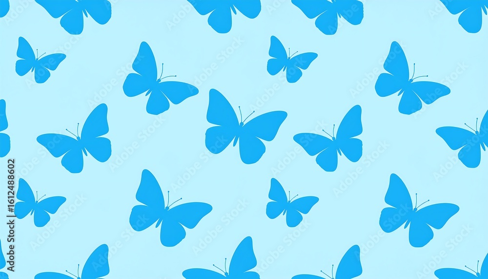 Poster delicate azure butterflies on a soft sky backdrop creating a serene composition