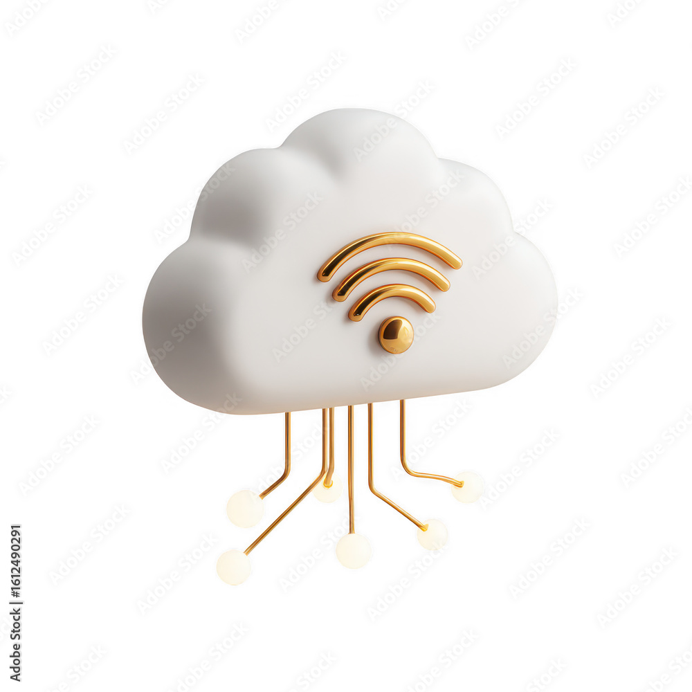Poster white cloud wifi symbol technology isolated on a transparent background connection