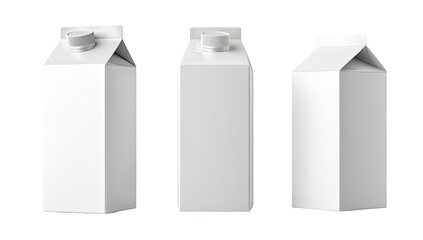 Three blank carton milk or juice boxes