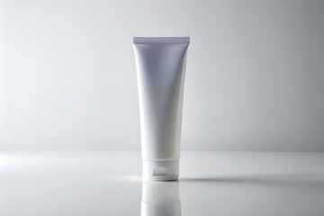 Blank White Cosmetic Tube Mockup for Cream or Lotion on White Background
