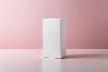 Minimalist White Box on Pink Background Product Mockup for Cosmetics or Packaging Design
