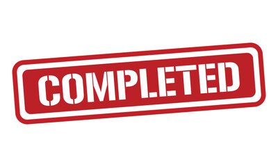 COMPLETED red stamp text vector, rubber stamp