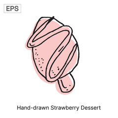 Hand-drawn Strawberry Dessert on a Stick