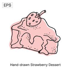 Hand-drawn Strawberry Dessert with Pink Frosting