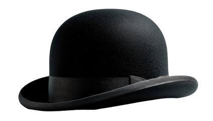 Dark, smooth, round top hat with a slightly curved brim