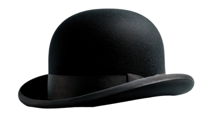 Dark, smooth, round top hat with a slightly curved brim