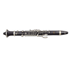Naklejka premium Detailed illustration of a classical black clarinet, woodwind musical instrument vector, isolated for orchestra or jazz music concepts. 