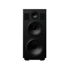 Fototapeta premium A black, vertical speaker with three large woofers