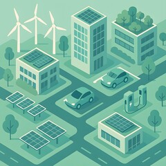 Futuristic Eco-Friendly Smart City with Solar Energy and Electric Cars